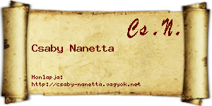 Csaby Nanetta névjegykártya